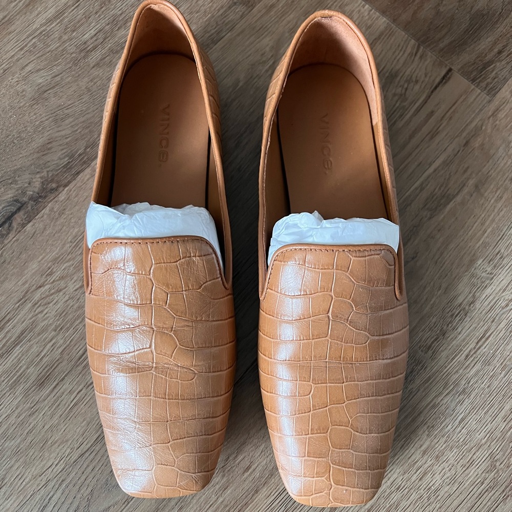 Vince Croc embossed loafers 5.5 camel